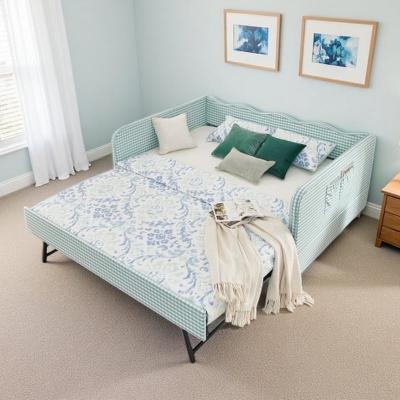Full Size Upholstered Daybed with Pull-Out Trundle,3-in-1 Convertible Sofa Bed,Side Storage Pockets