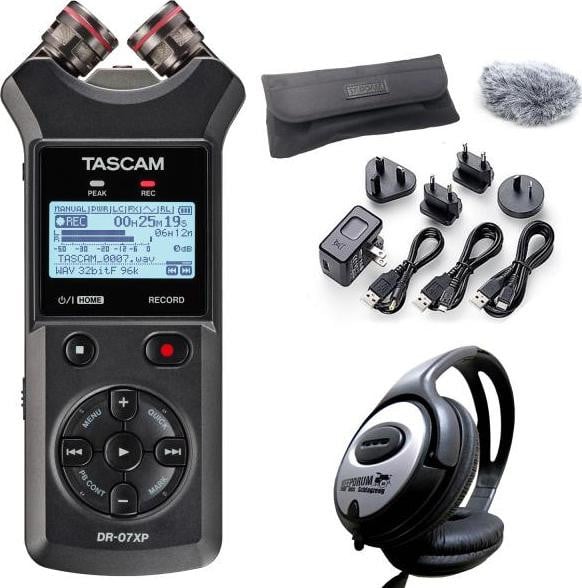 Tascam DR-07XP audio-recorder inclusief DR11GMK en hoofdtelefoon
