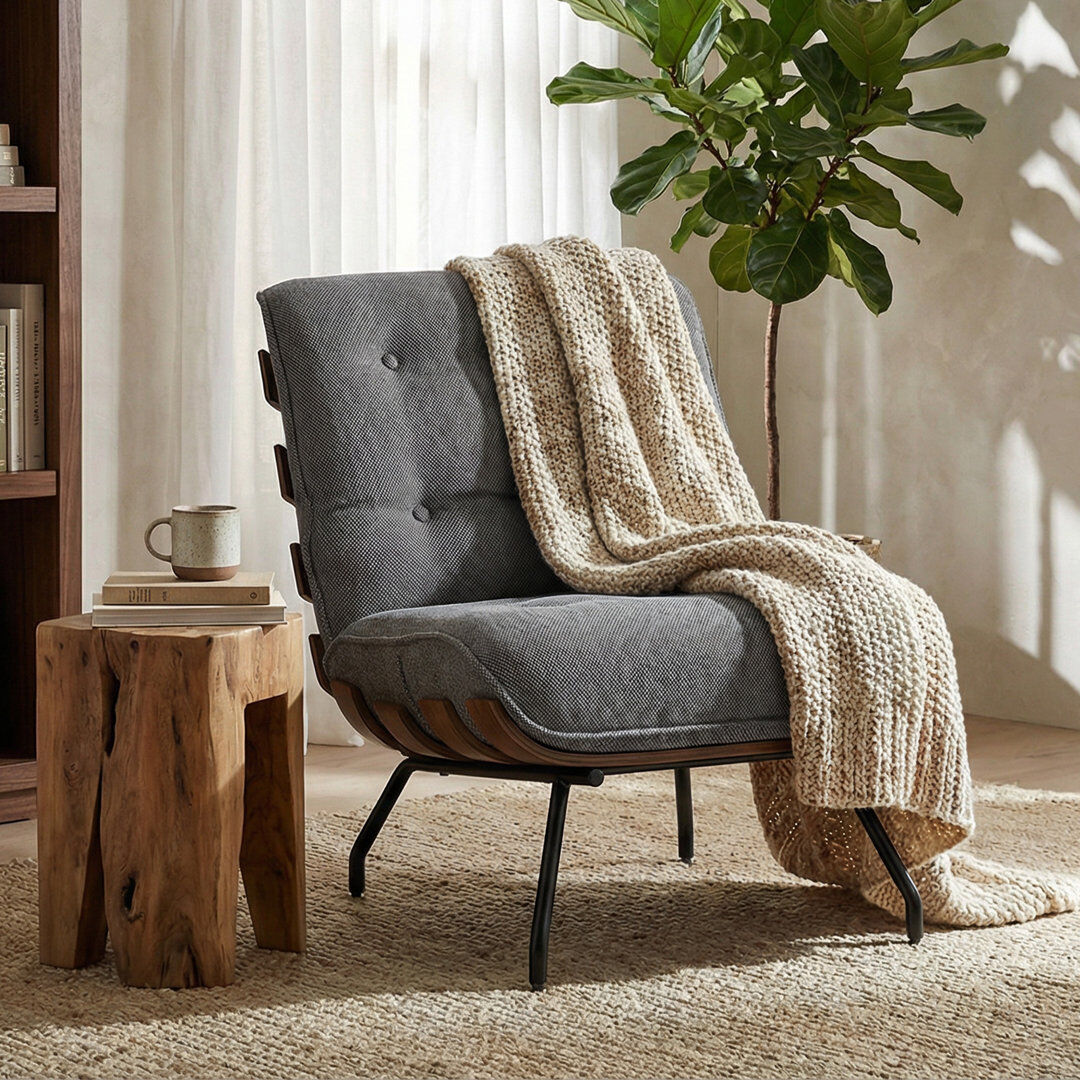 George Oliver Upholstered Accent Chair Grey 81cm H X 94cm W X 62.5cm D