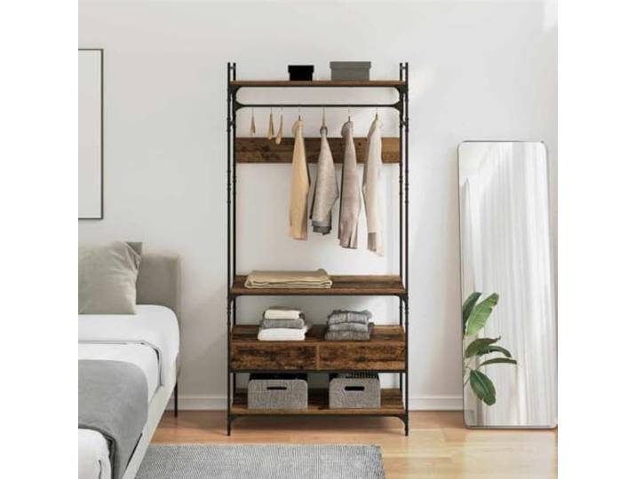 Xolmizyn Kleiderschrank - Industrieller Schrank mit Schublade, Altholz Stabiler Holzwerkstoff, Urbaner Loft-Stil, Matte Oberfläche, Einfache Montage
