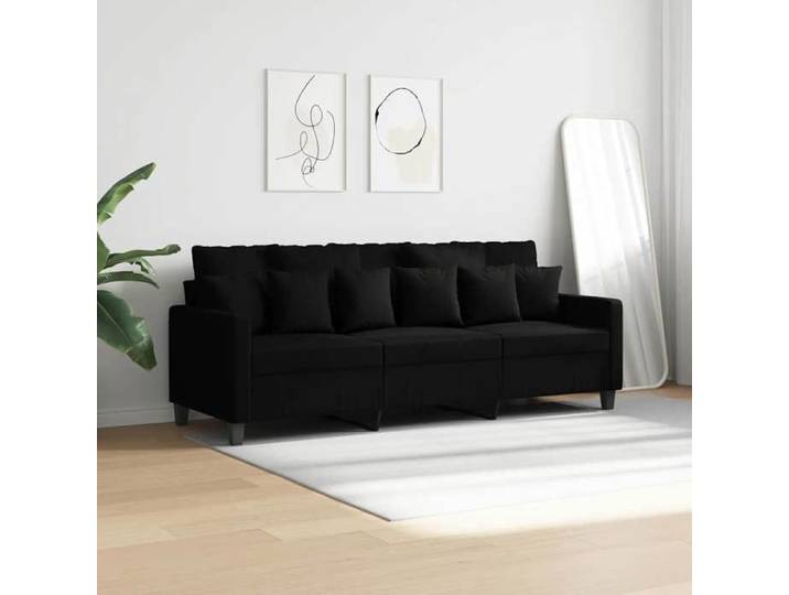 Promo printemps Canapé à 3 places - SARAZYJ - Meuble de salon - 3 PERSONNES - Noir 180 cm Tissu - S2971103