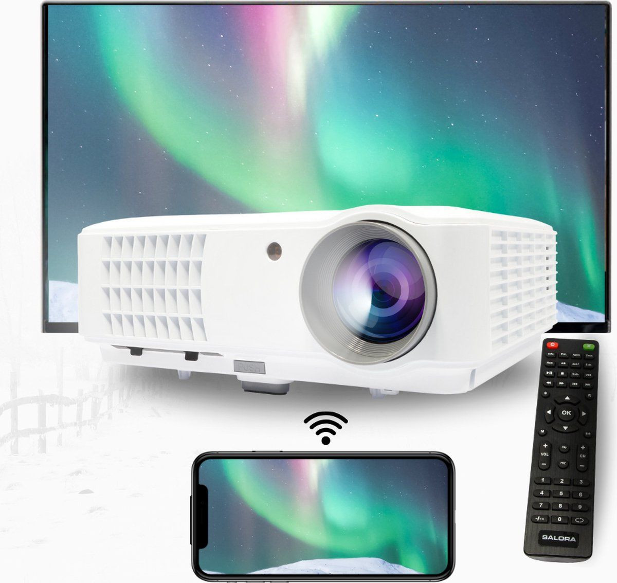 Salora BEAMER5825 Beamer met 2500 lumen, 200 inch projectie, HDMI, USB en TV tuner