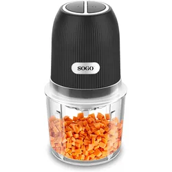 Sogo Food Chopper with 2 Speeds and 0.6L Glass Bowl, 350w, Zerkleinerer, Schwarz
