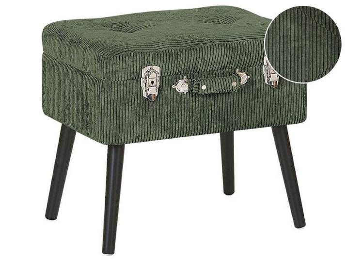 Beliani - Tabouret avec coffre en velours côtelé vert foncé MALLARD