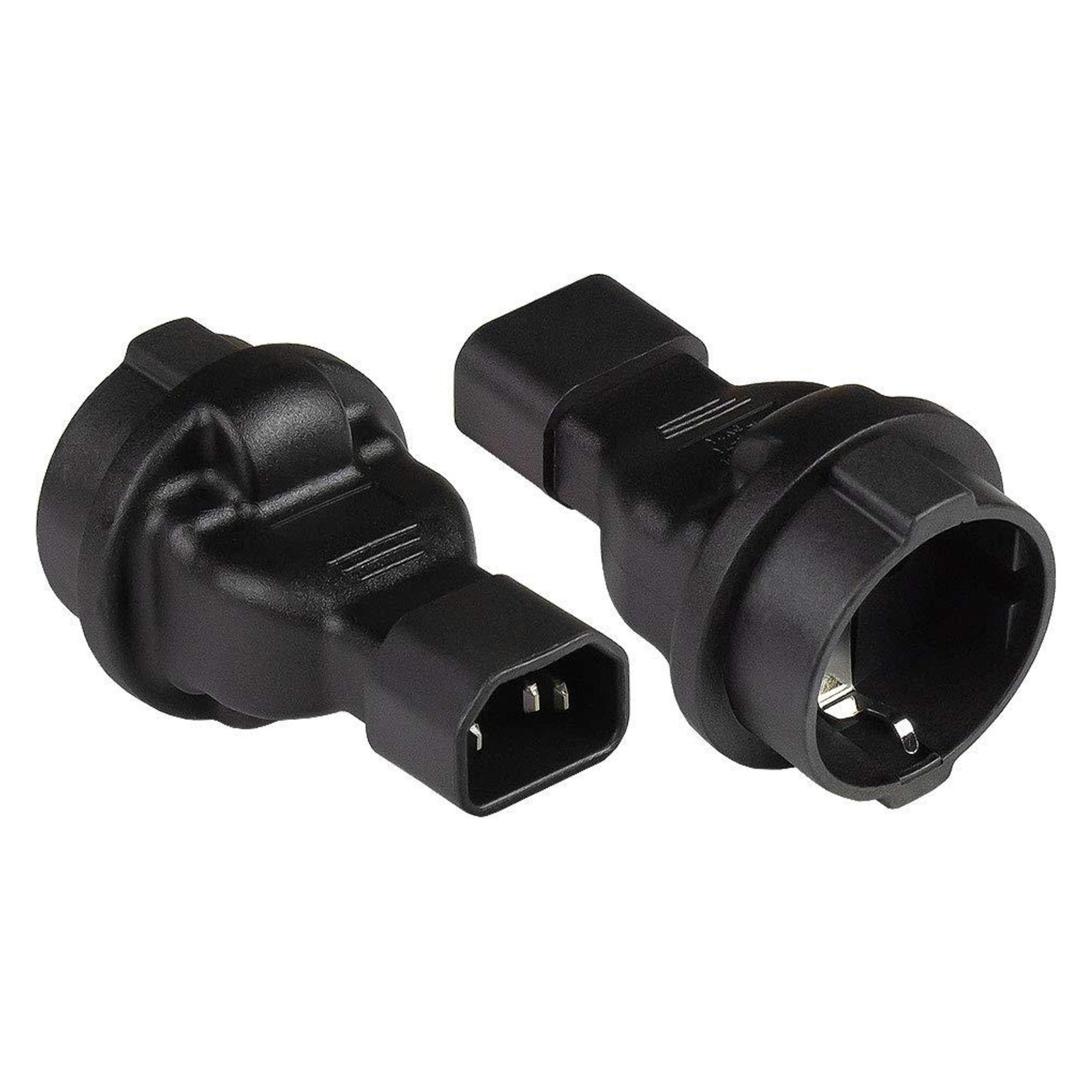 Good Connections Stromadapter Kaltgeräte-Stecker C14 (gerade) an Schutzkontakt-Buchse Typ F (CEE 7/3, gerade), schwar (PA-1402S)