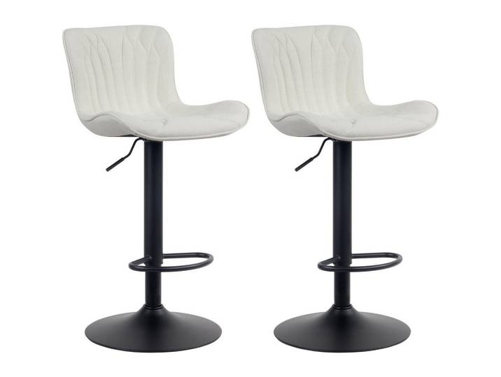 CLP Barhocker 2er Set Stoff Creme, Metall, 48x83x54 cm, Esszimmer, Barmöbel, Barhocker
