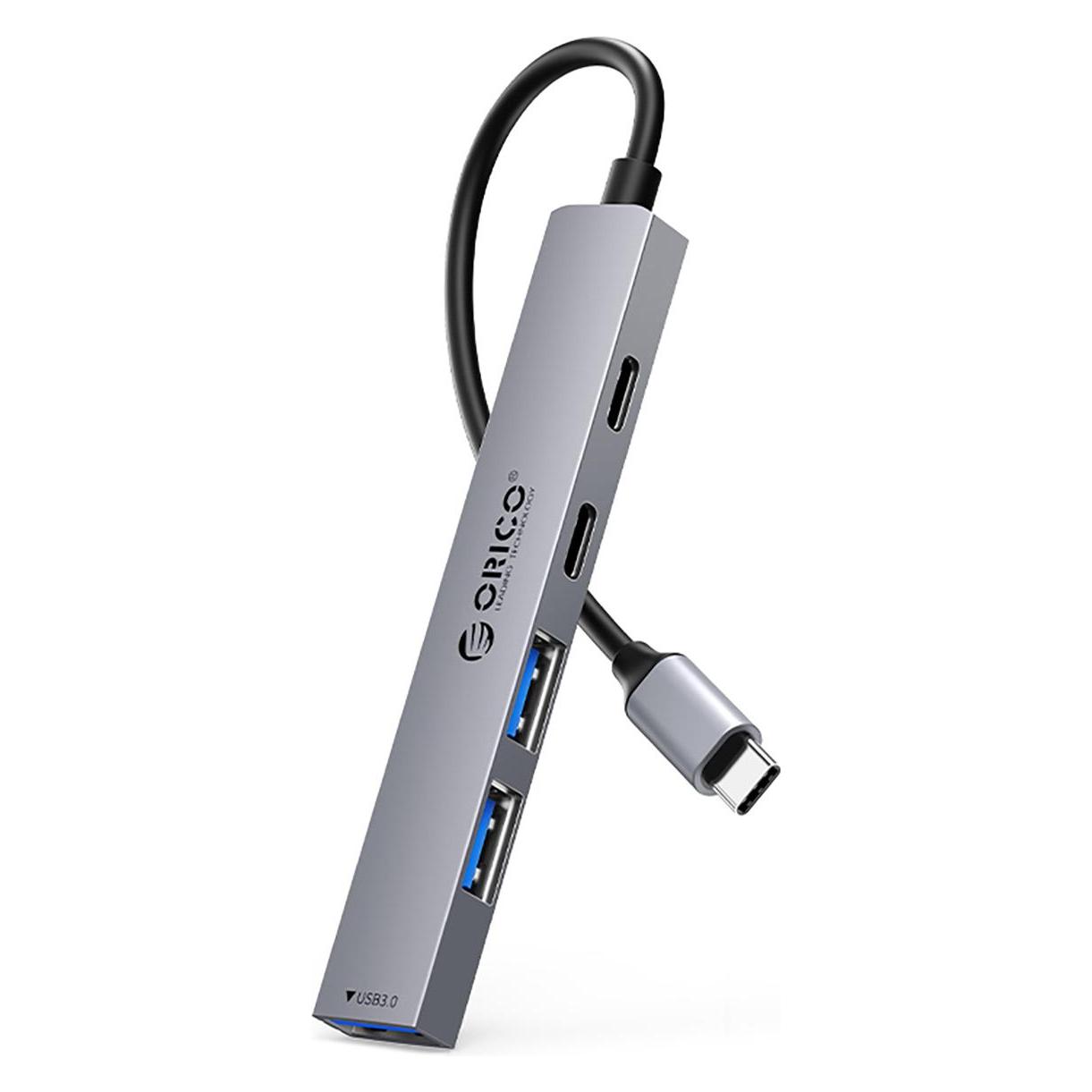 Orico USB / USB-C Hub YSB4-U2, 1 x USB-A 3.0 - 2 x USB-A - 2 x USB-C (USB-C, 5 Ports) (YSB4-U2-GY-BP)