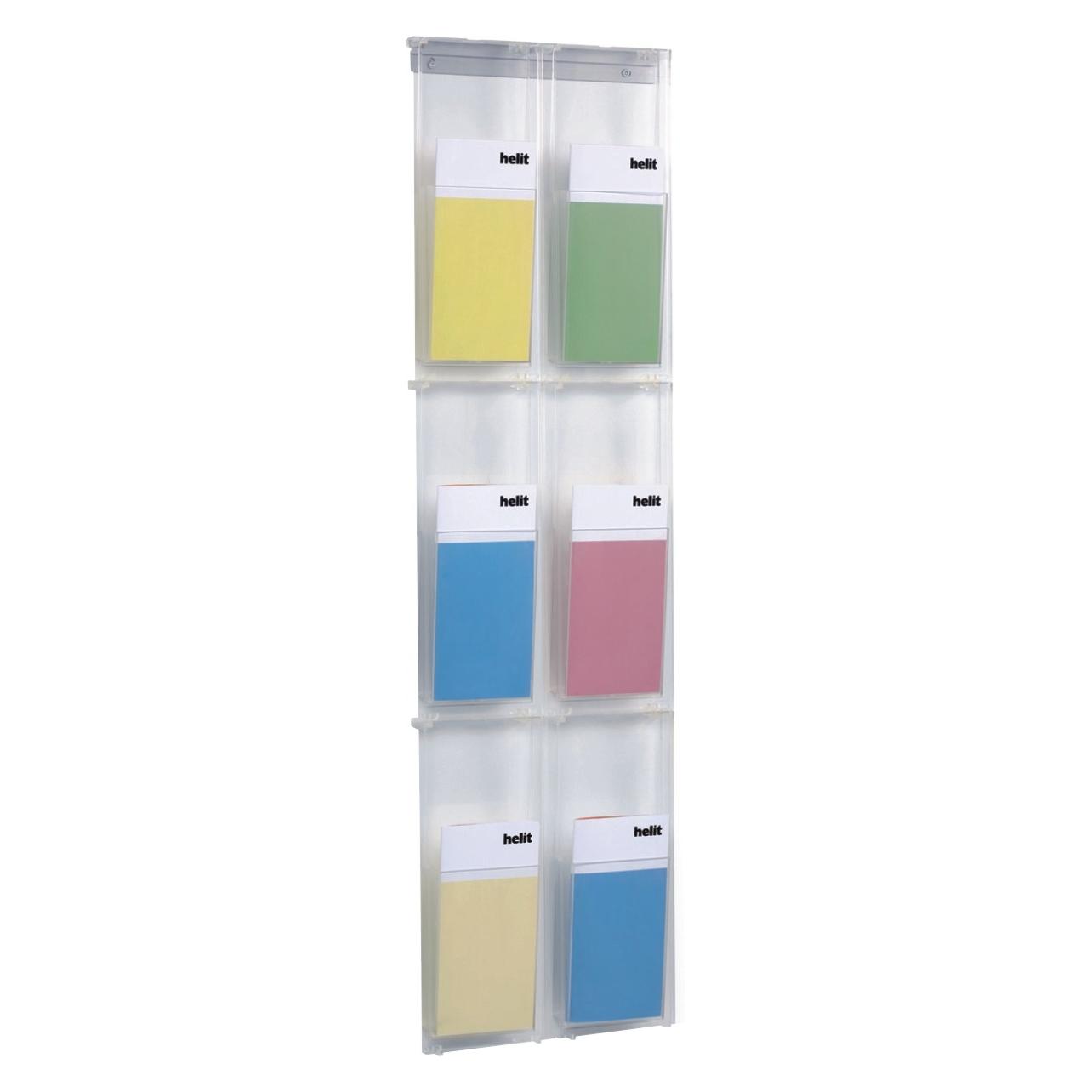 Helit Wandprospekthalter the placativ transparent 1/3 DIN A4 6 Fächer (1/3 Din A4, DL) (H6810802)