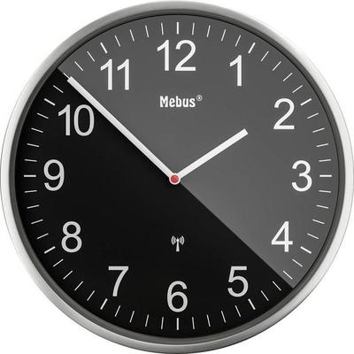 Mebus 19578 Funk Wanduhr 30cm Silber Leisegang-Uhrwerk