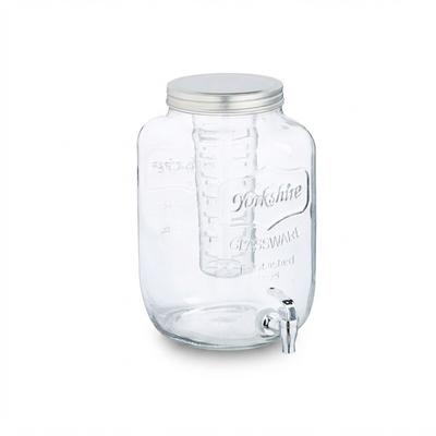 Relaxdays Getränkespender mit Einsatz, Zapfhahn & Deckel, 8 Liter, Glas, Wasserspender, Limonadenspender, transparent
