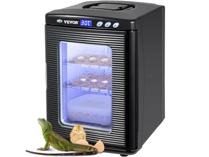 VEVOR Reptilien Inkubator Brutapparat Terraristik Brutkasten 33x38x48 cm Eierbrutmaschine für Reptilien Geflügel 5-42 ℃ Temperaturkontrolle 25 L Fassungsvermögen LED-Anzeige & -Taste 2 Einlegeböden