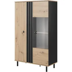 VITRINE in Anthrazit, Eiche Artisan