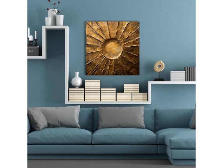 Acrylglasbild QUEENCE Goldene Sonne , gold (farbe rahmen: ohne rahmen), B:100cm H:100cm T:1,5cm, Acrylglas, Bilder, Acrylglasbild, HD Premium Kunstdruck in Galeriequalität