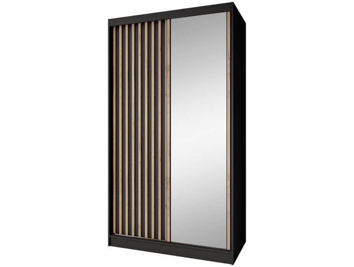 Armoire à portes coulissantes avec lamelles 120 cm, noir