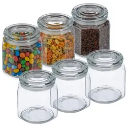 Relaxdays 6er Set Vorratsgläser mit Deckel 1300 ml Transparent