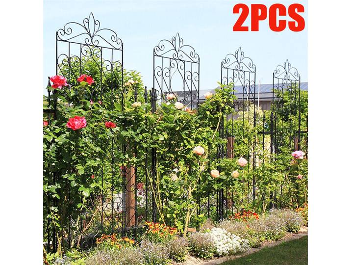 Grand treillis de jardin en métal, aide à l'escalade des plantes, bordure antirouille en treillis, cour extérieure, 2 pièces