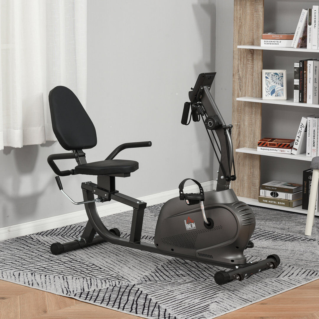 HOMCOM Recumbent Seated Exercise Bike 8-Level Magnetic Resistance Black