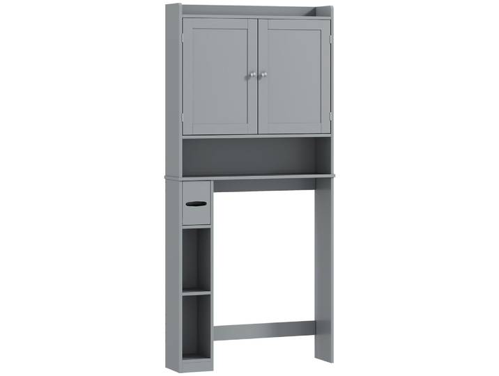 Meuble wc dessus de toilette ou machine à laver 2 portes mdf gris