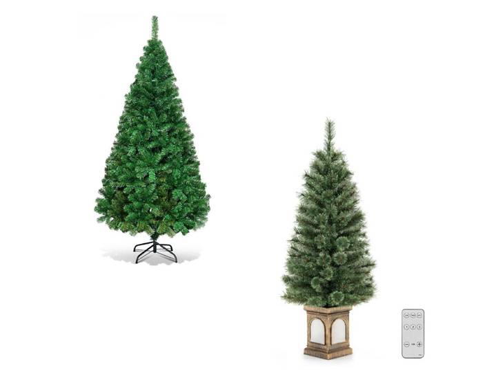 Kerstboom 180 cm PVC Metaal en Kerstboom 120 cm Dennenhout Hoogwaardige PVC-kerstboom en Kerstboom met 100 Led-lampjes