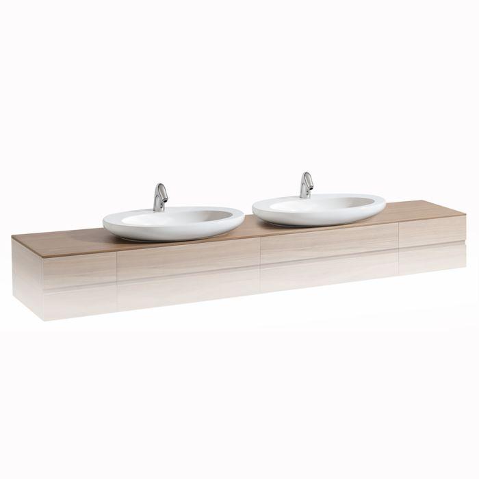 LAUFEN Alessi One Möbeldeckplatte H4246240976301 2400x12x500mm 2 Ausschnitte mittig, Noce Canaletto