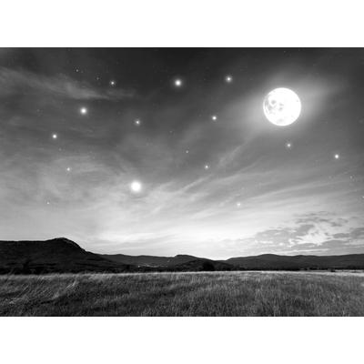 Fototapete PAPERMOON "Nachthimmel Schwarz & Weiß", schwarz (schwarz, weiß), B:3m L:2,23m, Vlies, Tapeten