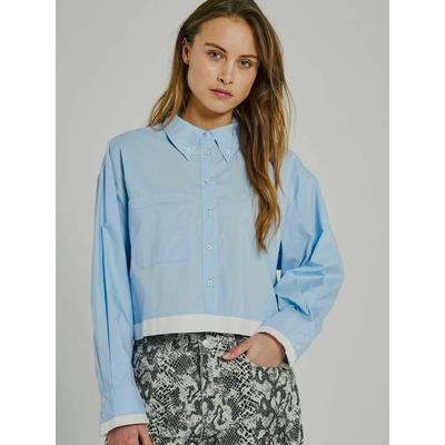 Blusentop NORR "NORR Shirt Cest", Damen, Gr. 36, blau (light blau), Obermaterial: 100% Baumwolle, Blusen Blusentop