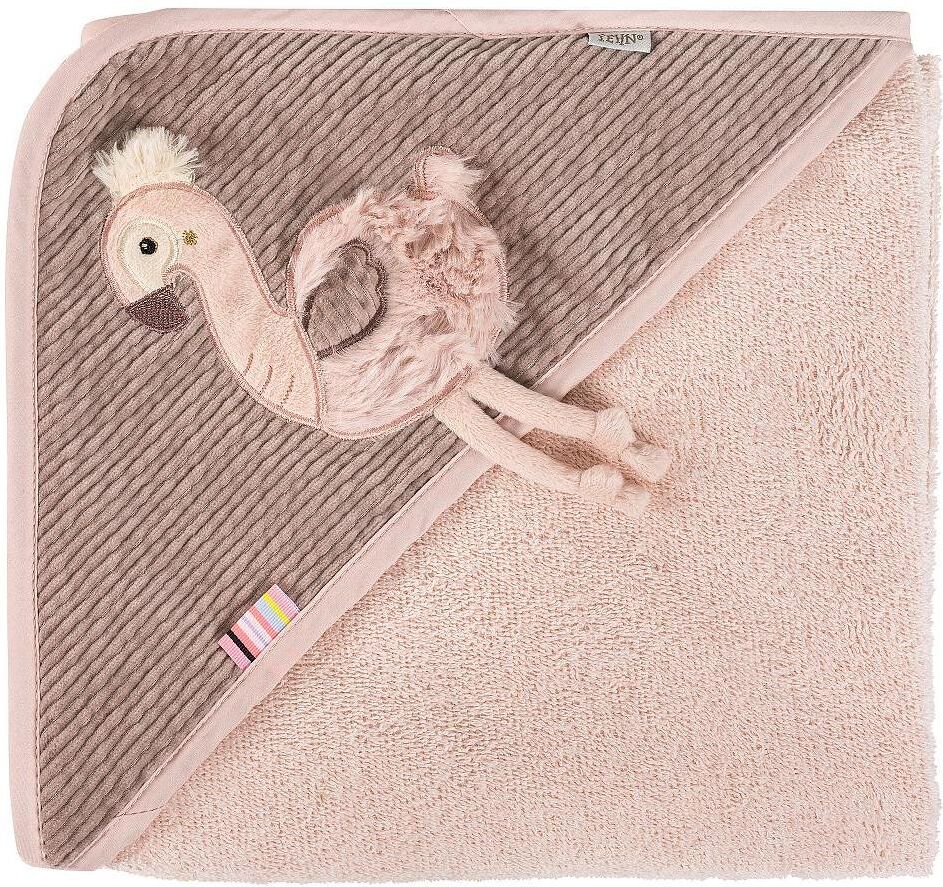 Kapuzenhandtuch FEHN "Flamingo", Baby, Gr. B/L: 80cmx80cm, 1 Stk., Flamingo, rose, Obermaterial: 78% Baumwolle, 22% Polyester, Handtücher Kapuzenhandtuch rose B/L: 80cmx80cm, 1 Stk., Flamingo
