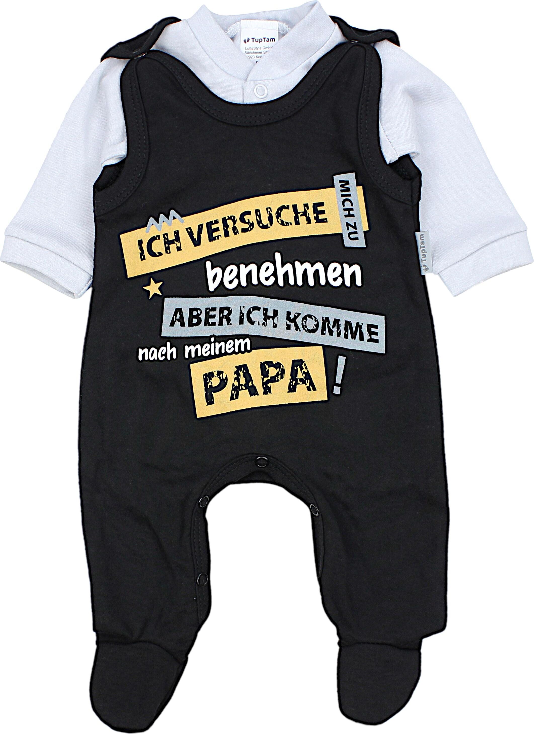 Strampler TUPTAM "Strampler Baby Strampler Set mit Spruch", Mädchen, Gr. 56, N-Gr, schwarz (ich versuche mich zu benehmen..., schwarz), Obermaterial: 100% Baumwolle CO., Overalls