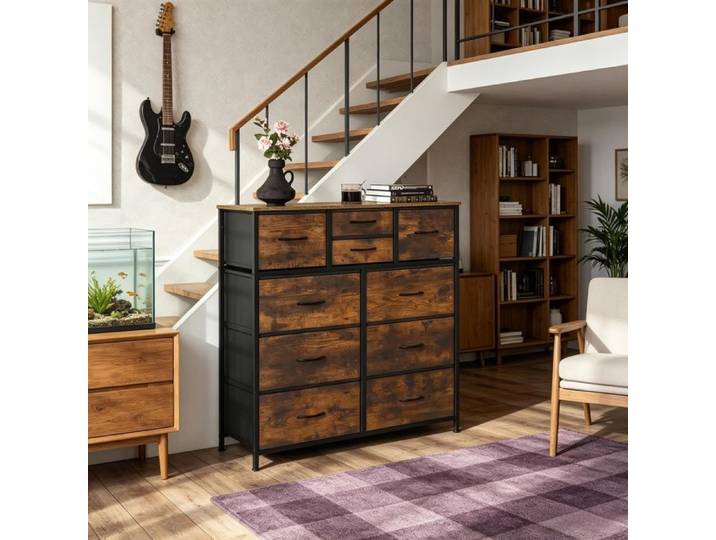 Armoire de chambre - Meuble d'entrée pratique buffet dans le salon commode vintage Noir brun rustique