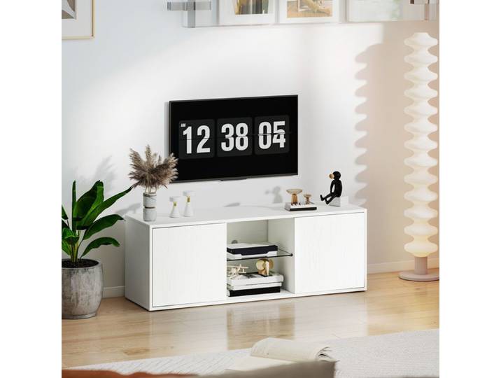 Meuble TV - PAGE LIVING - 120 cm - Pour TV jusqu'à 55 pouces - Portes soft close - Montage mural ou au sol