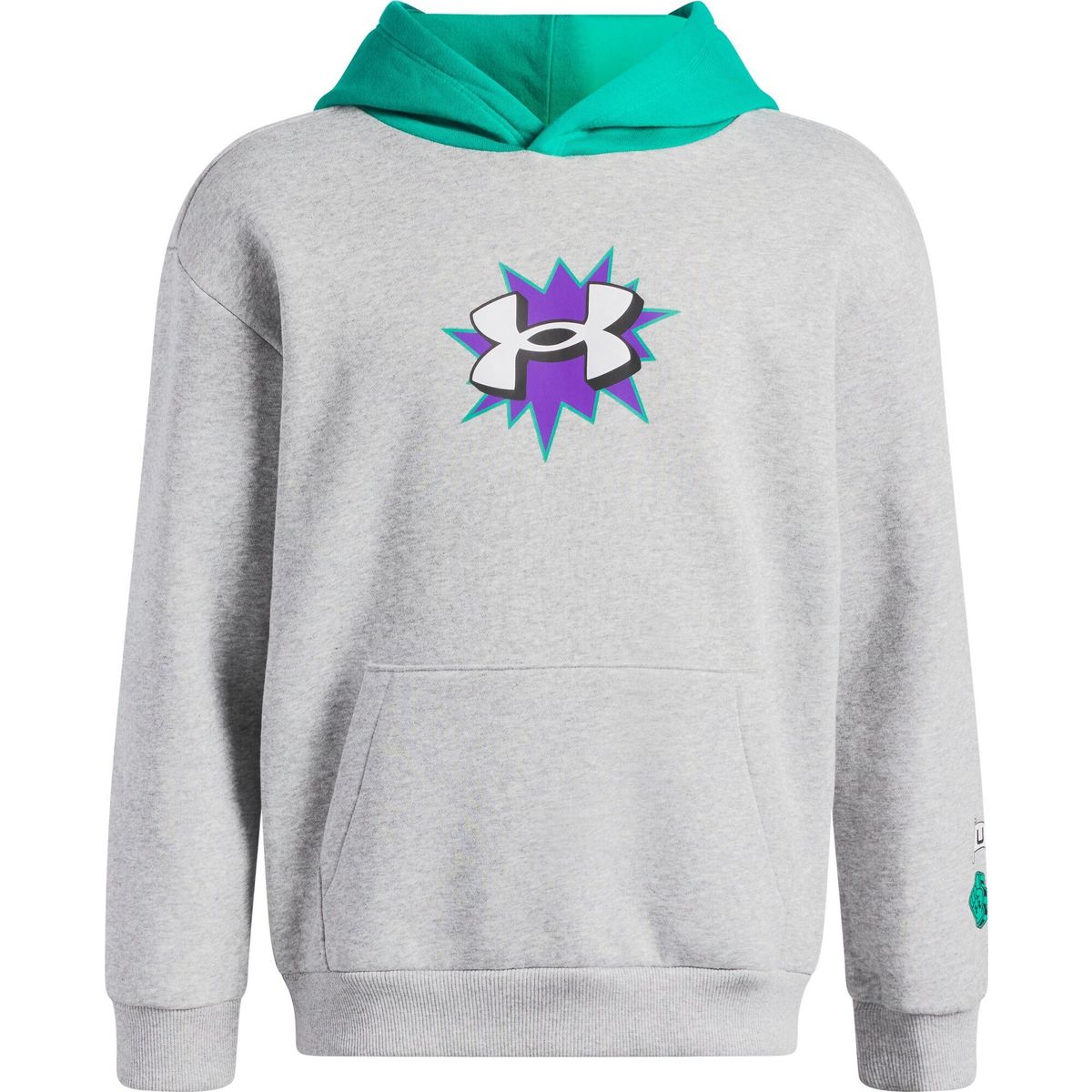 Under Armour B Rival Fleece Graphics HD gray white (011) S 6013402-011-YSM