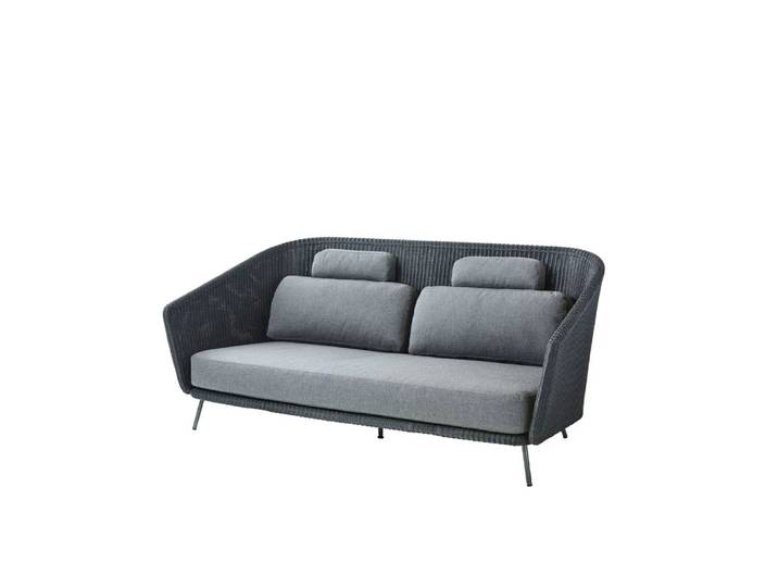Cane-line Mega 2-Sitzer Sofa Graphic, graue Kissen