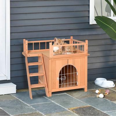 Modern Mode Marketplace Premium Wooden Pet House For Cats, Dogs Weatherproof Outdoor Shelter With Lockable Gate, Raised Platform Multi Tier Premium Wooden Pet House For Cats, Dogs Weatherproof Outdoor Shelter With Lockable Gate, Raised Platform Multi Tier