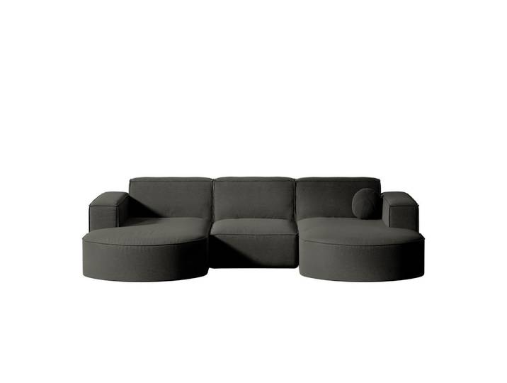 Kaiser Möbel Gartenecksofa U-Form Garten Modena Studio Sofa-U Patio Grau, Holz, Füllung: Komfortschaum, L-Form,L-Form, 165x78x299 cm, Gartenmöbel, Loungemöbel, Gartensofas & Loungesofas