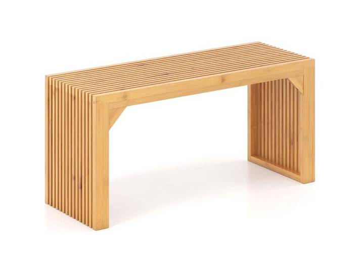 Banc en Bois COSTWAY Banc Salle À Manger Charge 300 kg Conception de Grille Évidée Banquette pour Salon Cuisine Salle de Bain