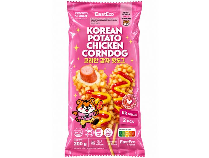 EastEco Corn Dog coréen Rengi au poulet et à la pomme de terre - 2 x 100 g