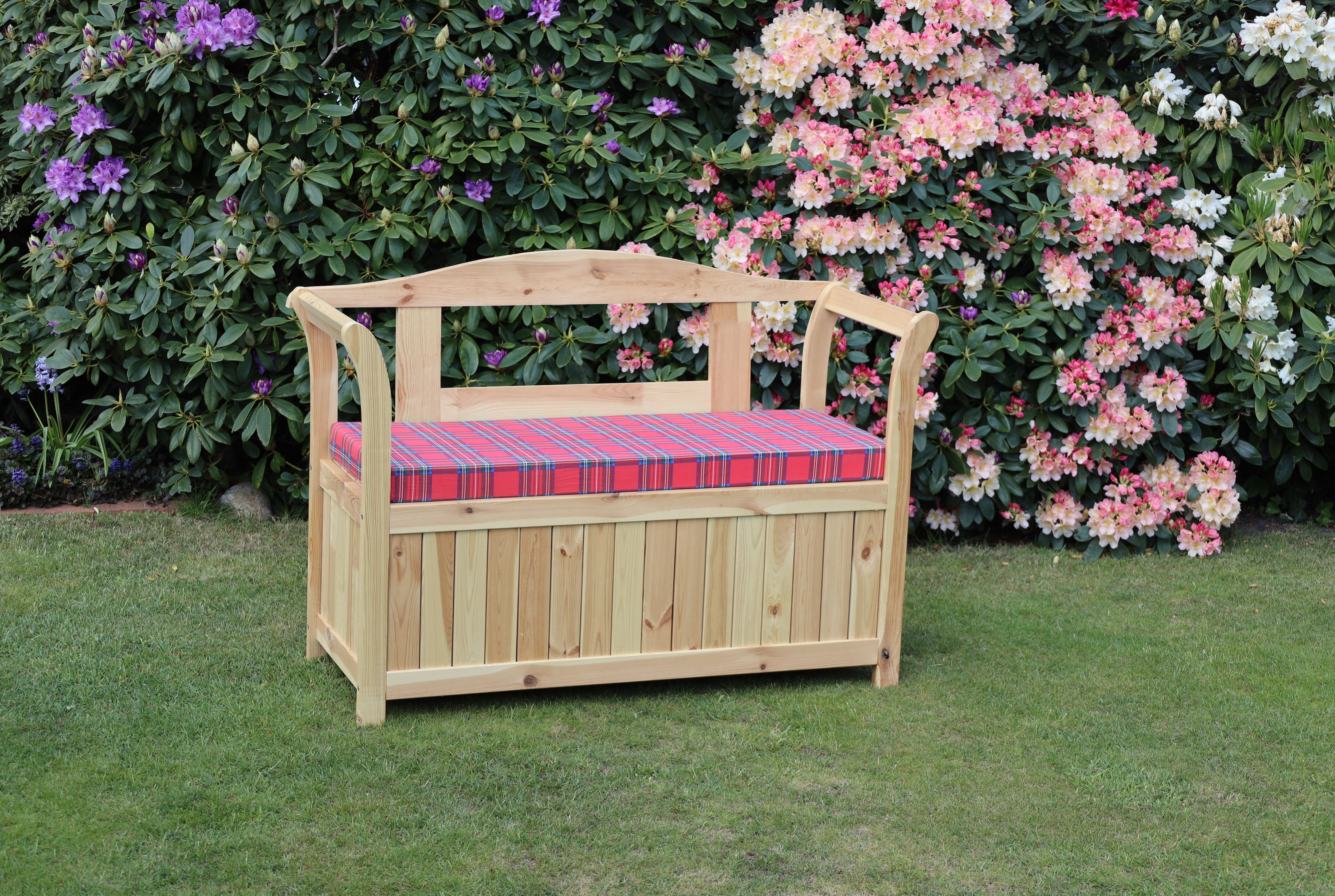 Gartenbank PROMADINO, braun, B:130cm H:93cm T:50cm, Massivholz, Sitzbänke, Gartenbank braun B/H/T: 130cm x 93cm x 50cm