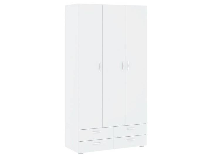 Feldmann-Wohnen Drehtürenschrank Basic (mit Türen, Untersatz mit Schubladen, Einlegeböden und Kleiderstangen, 1-St., moderne Optik, 3-türig, Griffe in chromfarben) 110,7x52x214cm weiß mit Untersatz
