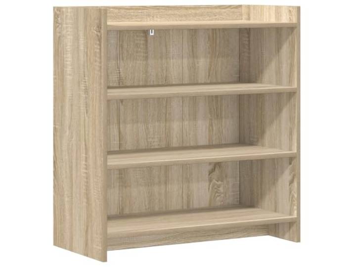 Fisinber Sideboard Sonoma-Eiche 75x36x80 cm Kommode mit 3 Fächern Kompakter Anrichte-Schrank aus Holzwerkstoff für Flur, Schlafzimmer und Wohnzimmer. Bietet dreistufige Struktur für Ordnung.