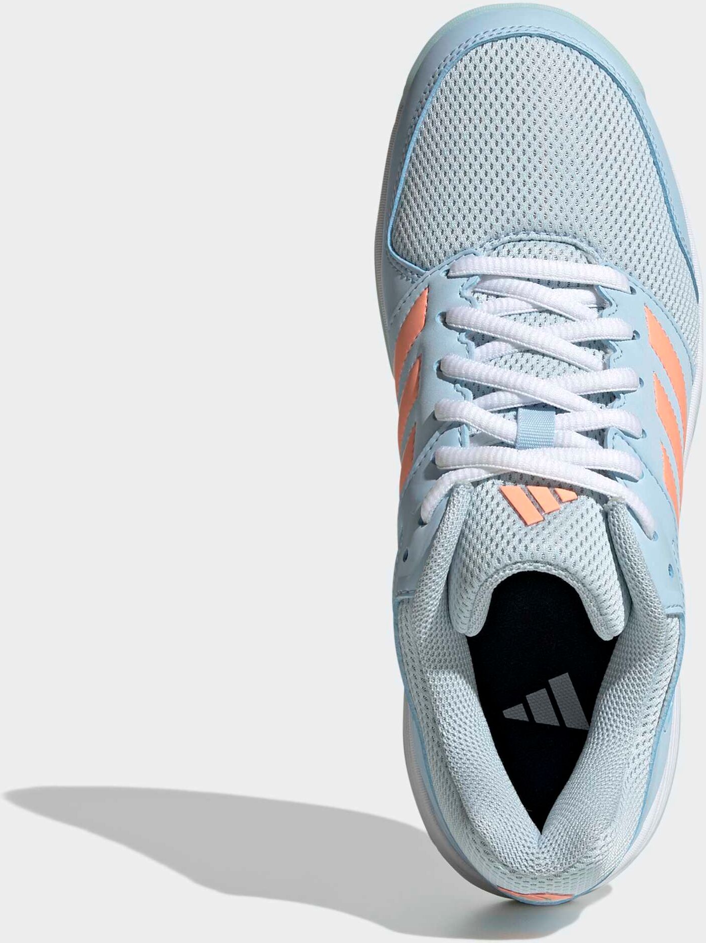 Hallenschuh ADIDAS PERFORMANCE "SPEEDCOURT IN", Damen, Gr. 42, blau (ice blau, frozen turbo, ftwr weiß), Synthetik, Textil, Schuhe Hallenschuh, geeignet für jeden Hallensport