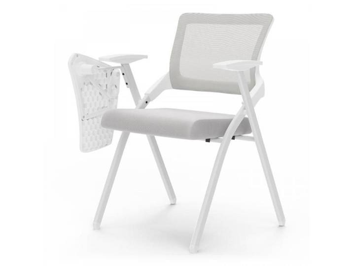 Chleby Fauteuil À Tablette Gris Chaise de Conférence Pliante Ergonomique avec Siège Rembour Chaise empilables 50x55x89 cm