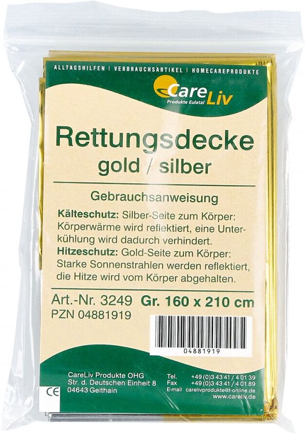 Rettungsdecke gold/silber 160x210 cm
