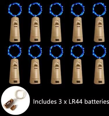 Uplift Treasures Acrylic LED Wine Bottle Cork String Lights (10 Pack) blue (10 Pcs 2 M 20 Led)