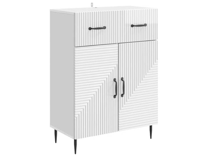 GKMBCVDFR Sideboard Hochglanz Weiß 66 x 34,5 x 89,5 cm Holzwerkstoff, Schwarze Metallbeine, 90 Grad Pendeltüren, Schublade, Esszimmer