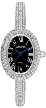 Uplifted Goods Elegant Roman Numeral Oval Bracelet Watch silver Black