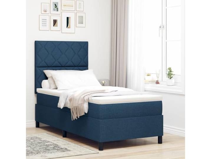 SKTQYQO Boxspringbett mit Matratze Blau Einzelbett Stoff Bettrahmen Multifunktionales Bett Geeignet für Hotel und Arbeitszimmer