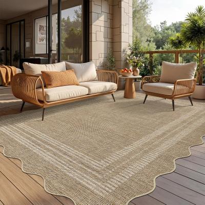 Garvee Easy Jute Scalloped Bordered Area Rug