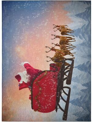Addison Rugs Indoor/ Outdoor Cozy Winter Holiday Washable Santa Sleigh Rug