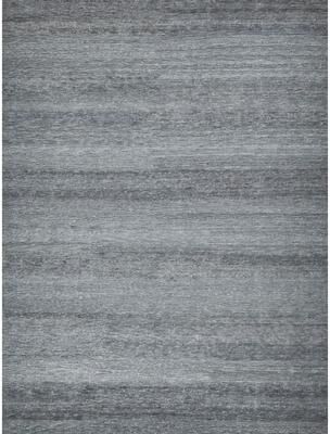 EXQUISITE RUGS Merino Wool Hand-knotted Dark Grey Area Rug.