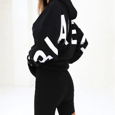 Top Demand Picks Autumn Winter Fashion Hoodie, Women's Printed Top, Loose Casual Long Sleeve, High Quality Thickened Versatile Wears black m